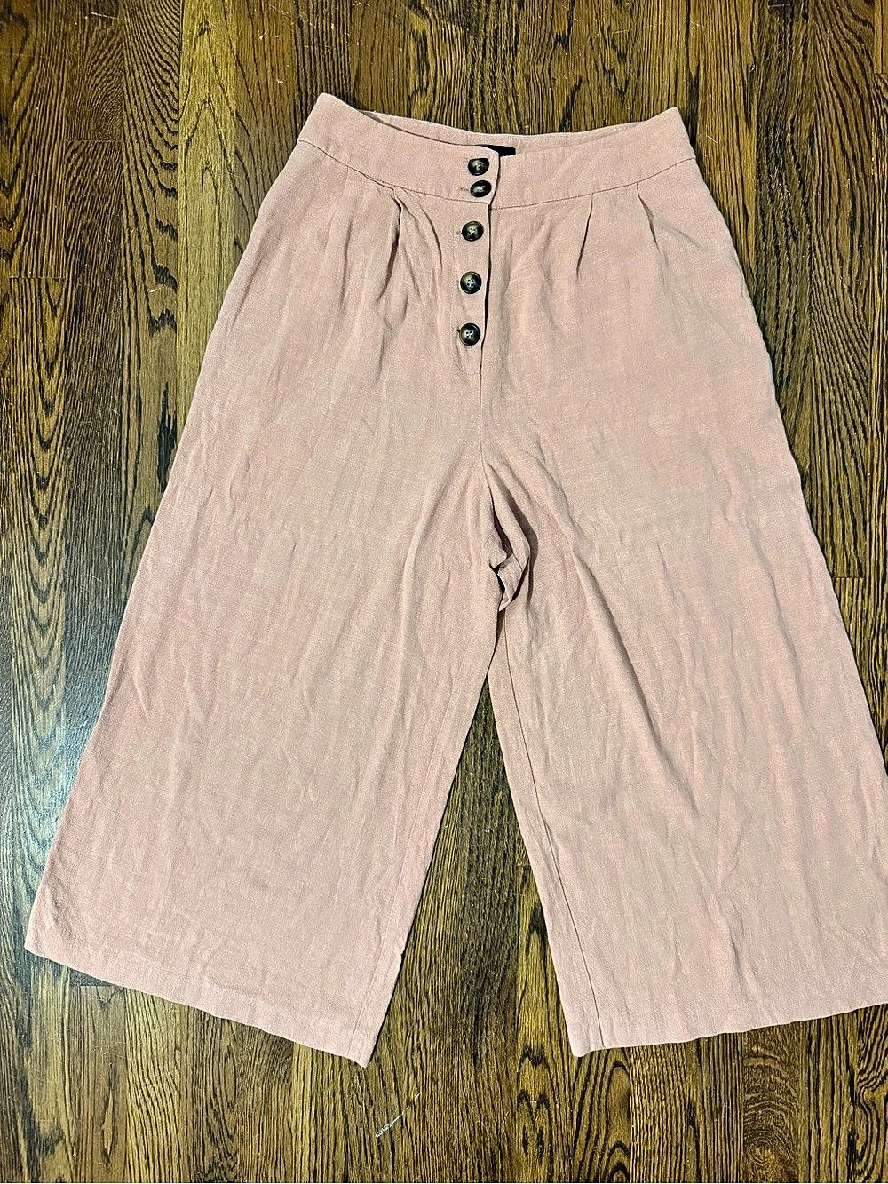 Topshop Coco Wide Leg Button Up Crop Trouser Pants Cropped Pants Pink/peach US 8